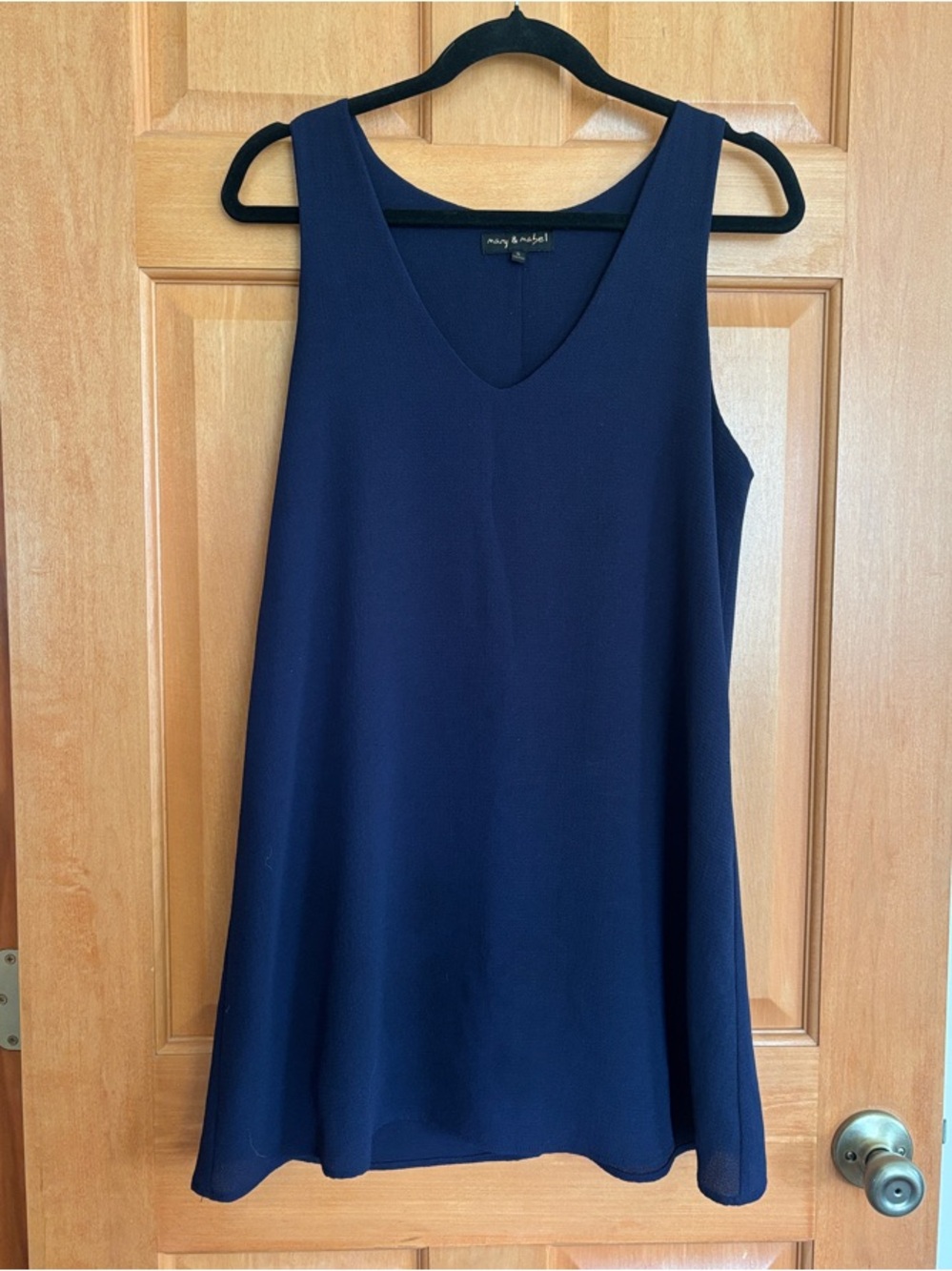 Mary & Mabel Deep Navy V-Neck Textured Shift